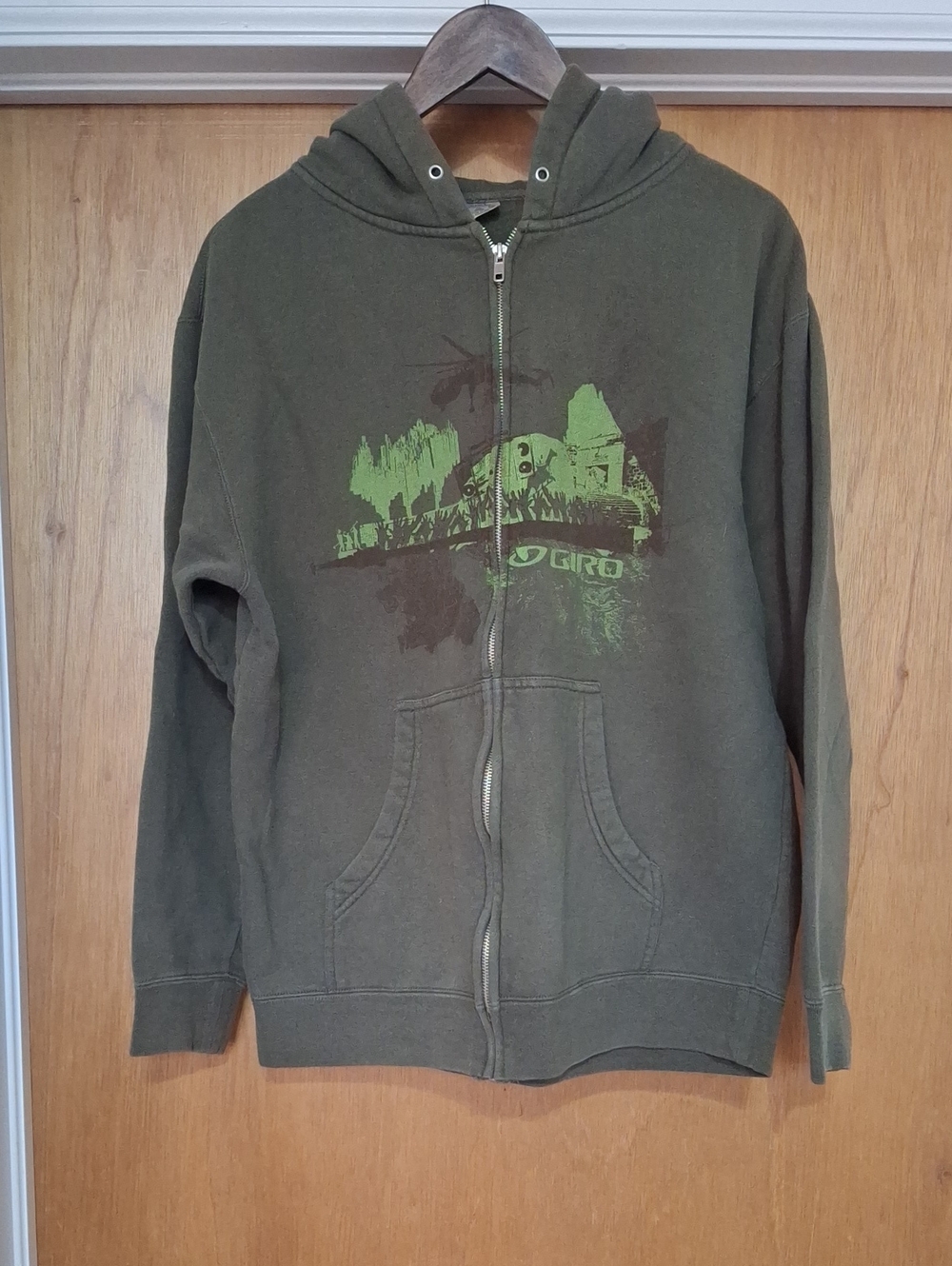 Giro Olive Zip-Up Hoodie with Green Graphic